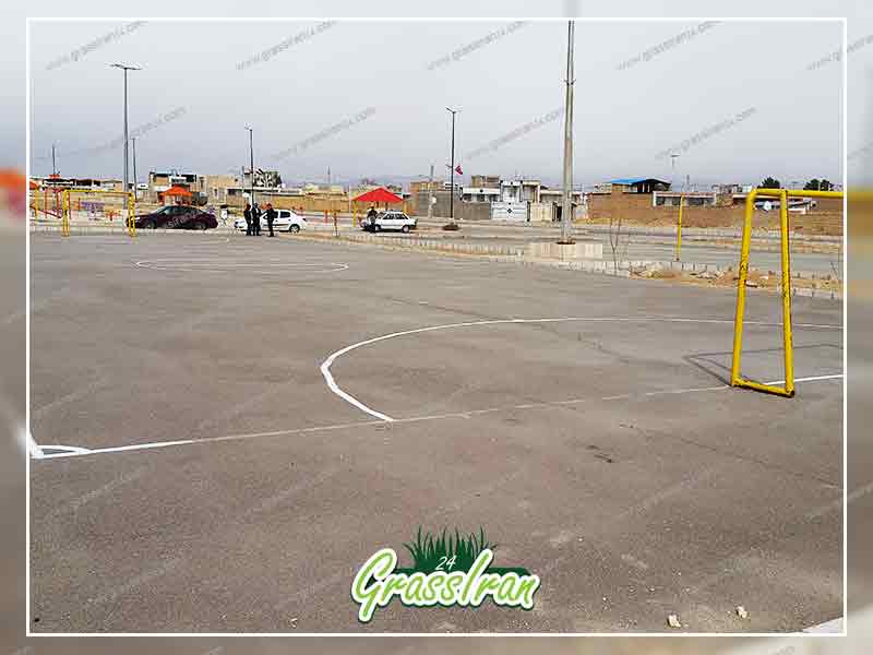 زیر سازی زمین چمن مصنوعی فوتسال آسفالتی
